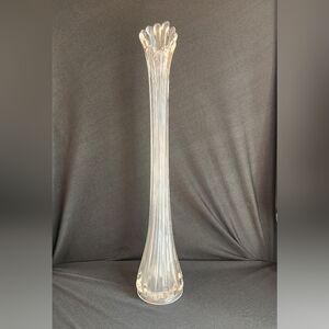 Tall Stretch Vase Swung Glass MCM Ribbed Tulip Flower Fluted Art Fingers